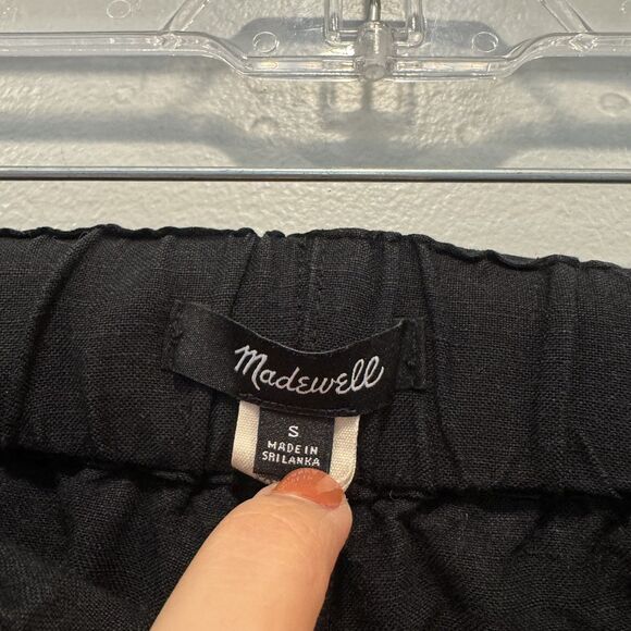 Madewell Wide-Leg Pants Linen Blend Chinos High Rise Pull On Black Women Small - Picture 3 of 7